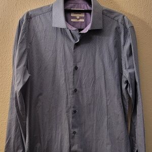 Ted Baker Endurance Slim Fit Men's Blue Patterned Shirt Size 16.5